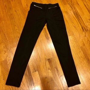 Ambiance black leggings pants with gold faux zippers size Small